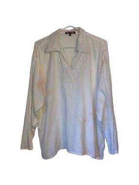 Bankok A Danger white cotton blouse with spots of colour large
